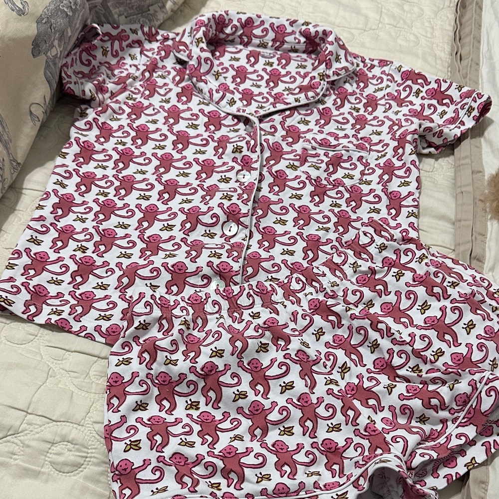 Roller Rabbit Pink Monkey Print Top